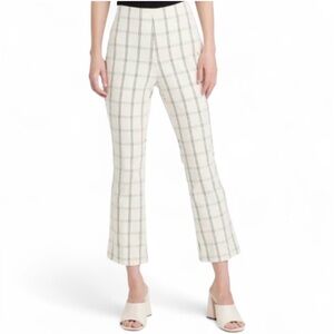 A NEW DAY CREAM PLAID KICK CROP FLARE SIDE ZIP PANTS SIZE 2